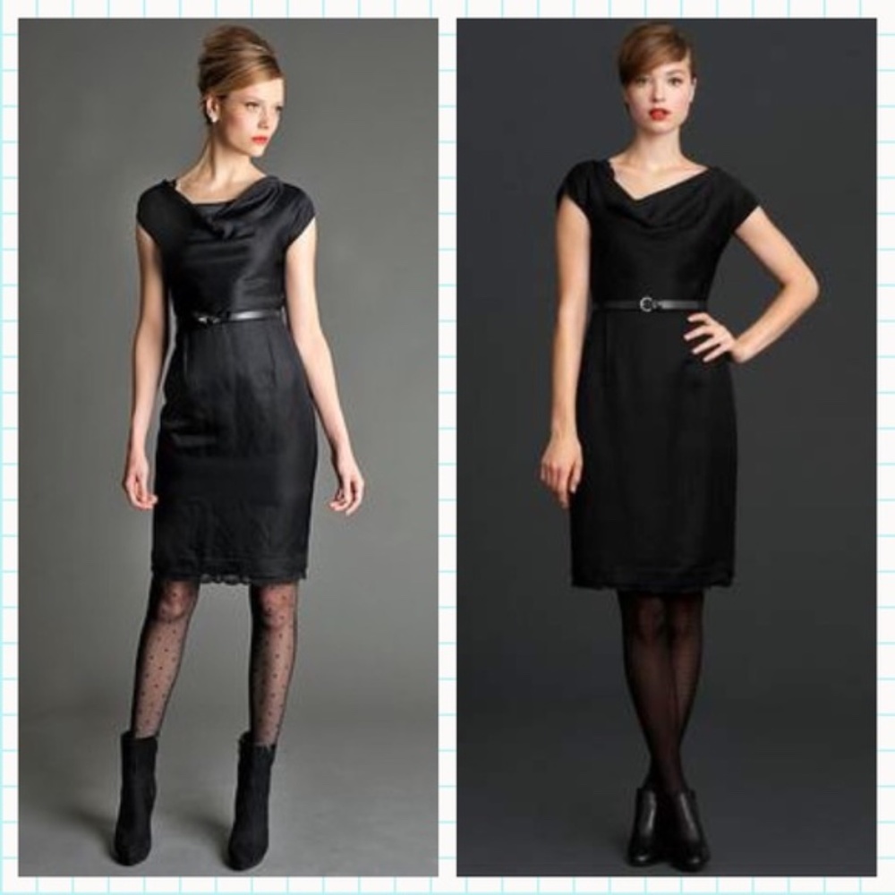 Banana Republic black Mad Men Lace Sheath evening party midi dress 8